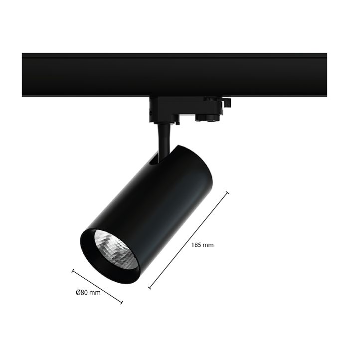 Faretto trifase nero Esmiralda, 20W, 3000K, Pro