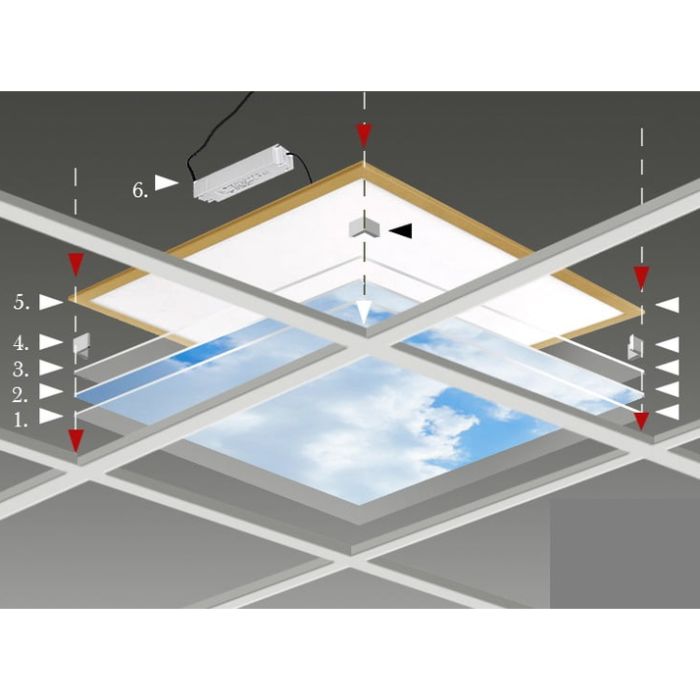 Stampa fotografica nuvola - set di 4 lastre acriliche con stampa, per pannelli LED 60x60 cm