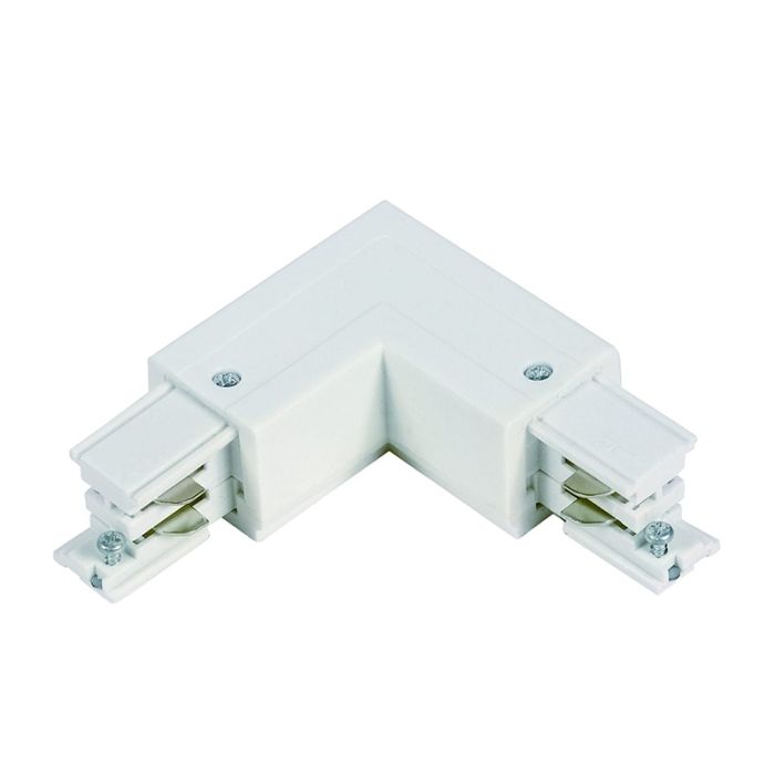 Connettore a L esterno per illuminazione su binario trifase, bianco, Pro