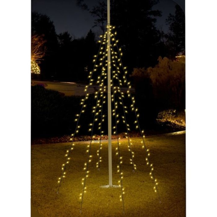 Illuminazione per pennone da esterno, 192 LED, 6 fili da 2 m, senza palo