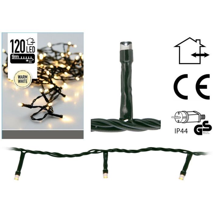 Luci di Natale da esterno a LED da 9 m, 120 luci bianche calde