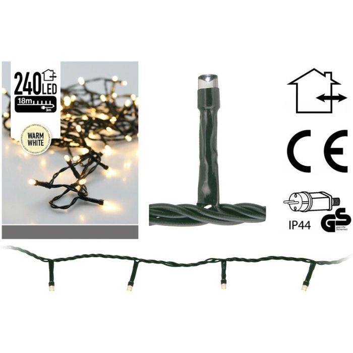 Luci di Natale a LED da esterno da 18 m, 240 luci bianche calde