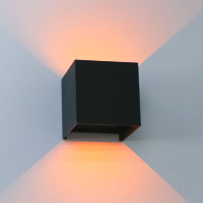 Lampada da parete up down nera in alluminio, Dion, 7W, dim to warm LED, IP65