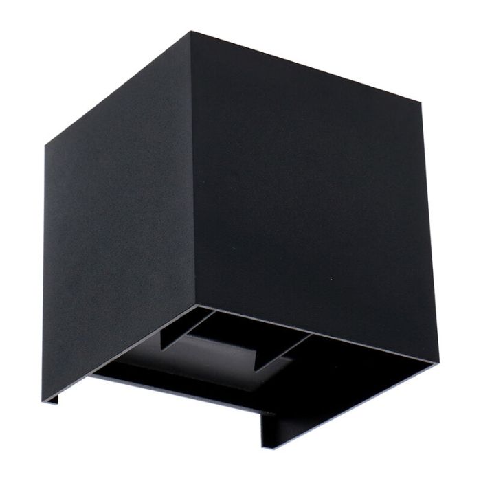 Lampada da parete up down nera in alluminio, Dion, 7W, dim to warm LED, IP65