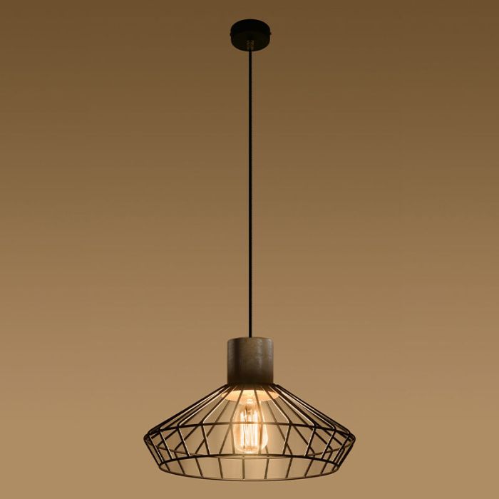 Lampada a sospensione in legno marrone, Gesina