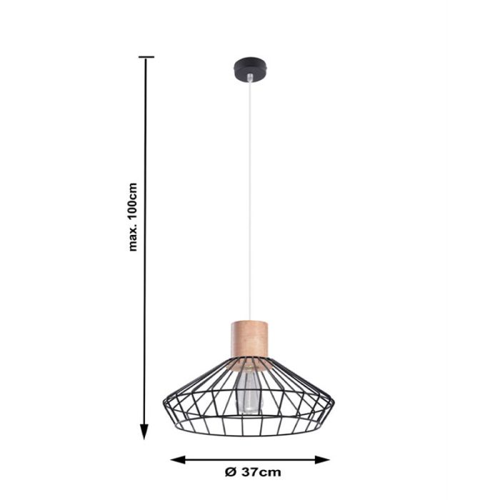 Lampada a sospensione in legno marrone, Gesina