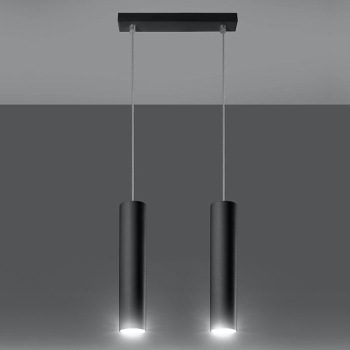 Lampada a sospensione in alluminio nera, Harley