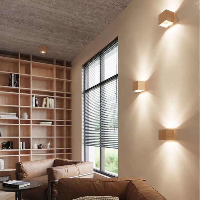 Lampada da parete up down in legno marrone, Andro