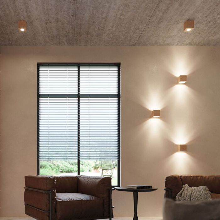 Lampada da parete up down in legno marrone, Andro