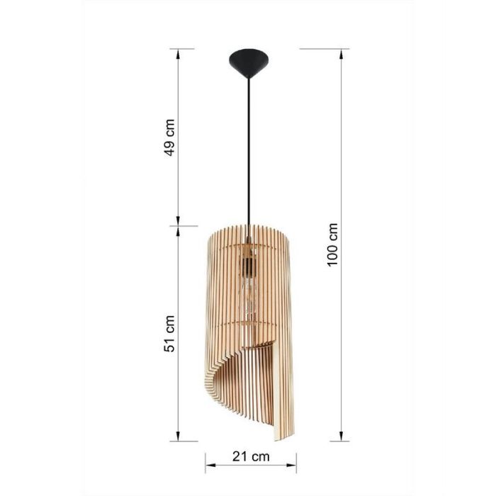 Lampada a sospensione in legno marrone, Guiseppe