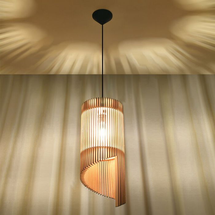 Lampada a sospensione in legno marrone, Guiseppe