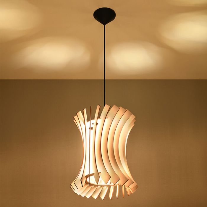 Lampada a sospensione in legno marrone, Goran
