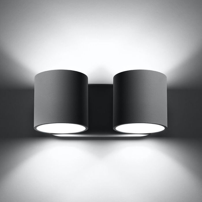 Lampada da parete up down in alluminio grigia, Amely