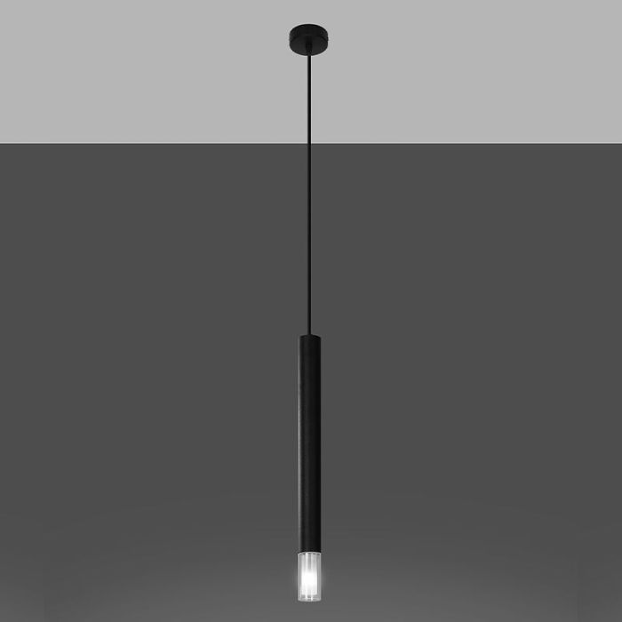 Lampada a sospensione in vetro nera, Ishani