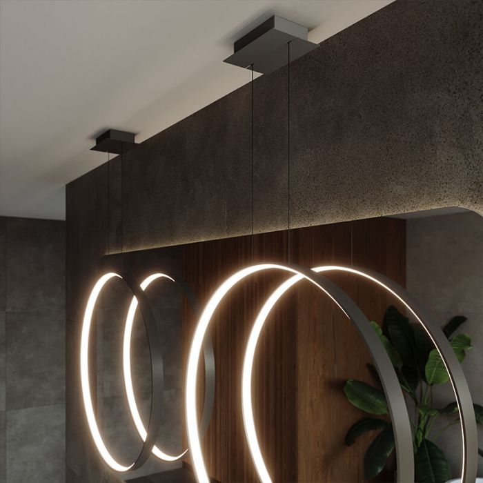 Lampada a sospensione in alluminio nera, Ringo, 30W, 3000K LED