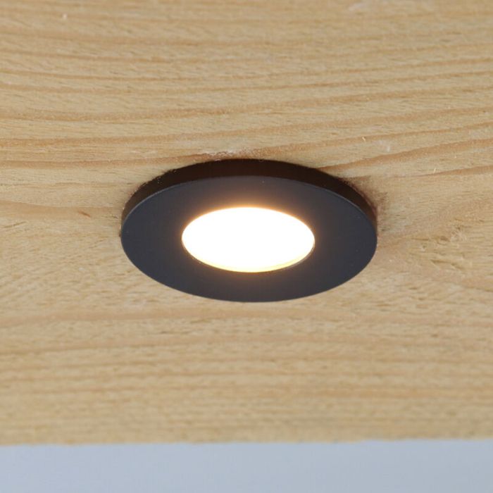 3 faretti da incasso neri per veranda Dico, IP65, con set di connessione e telecomando