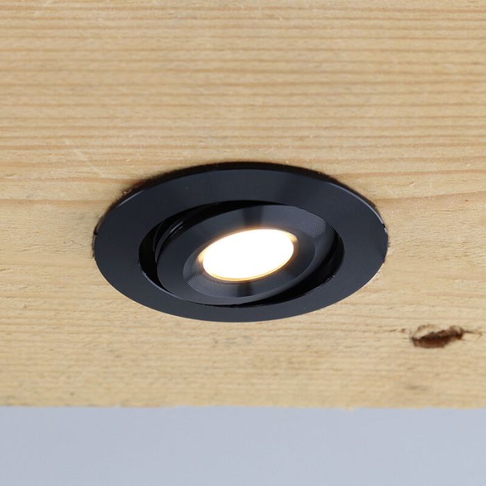 3 faretti da incasso orientabili per veranda Rona, IP44, con set di connessione e telecomando, nero