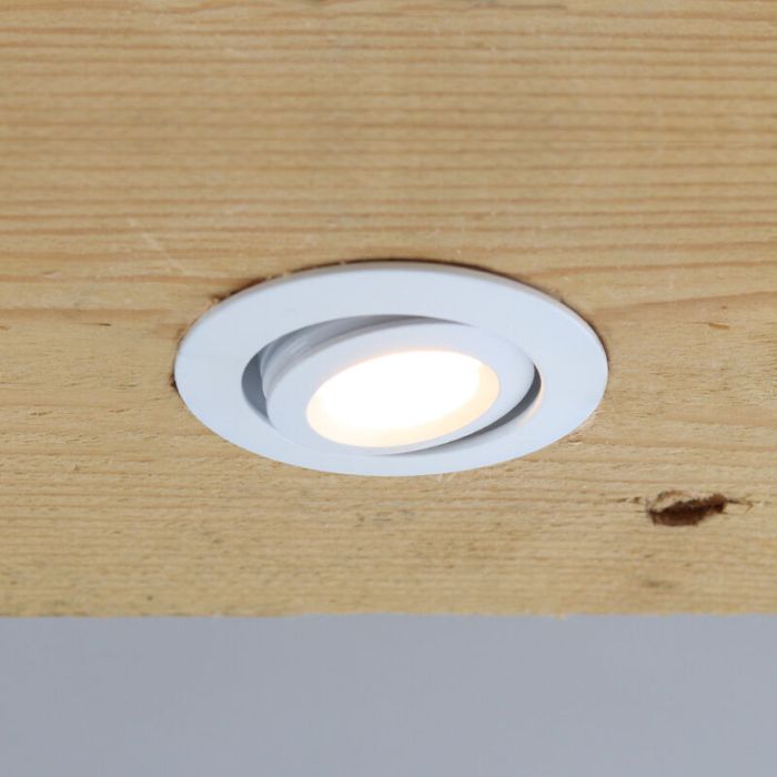 11 faretti da incasso orientabili per veranda Rona, IP44, con set di connessione e telecomando, bianco