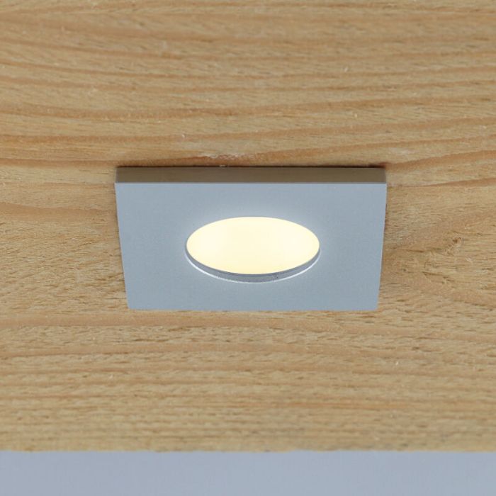 2 faretti da incasso cromati quadrati per veranda Dico, IP65, con set di connessione e telecomando