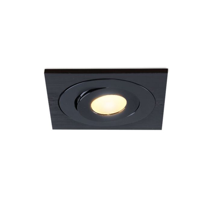 2 faretti da incasso orientabili per veranda Rona quadrato, IP44, con set di connessione e telecomando, nero