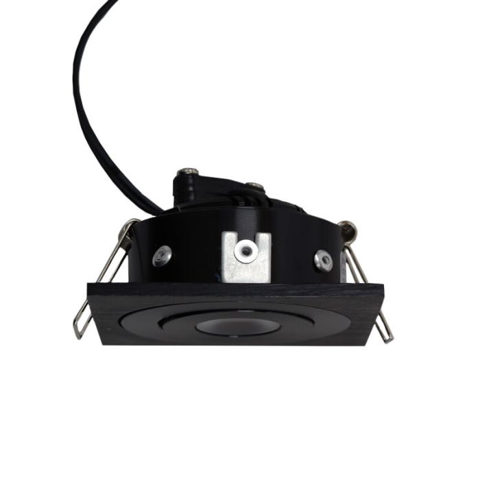 2 faretti da incasso orientabili per veranda Rona quadrato, IP44, con set di connessione e telecomando, nero
