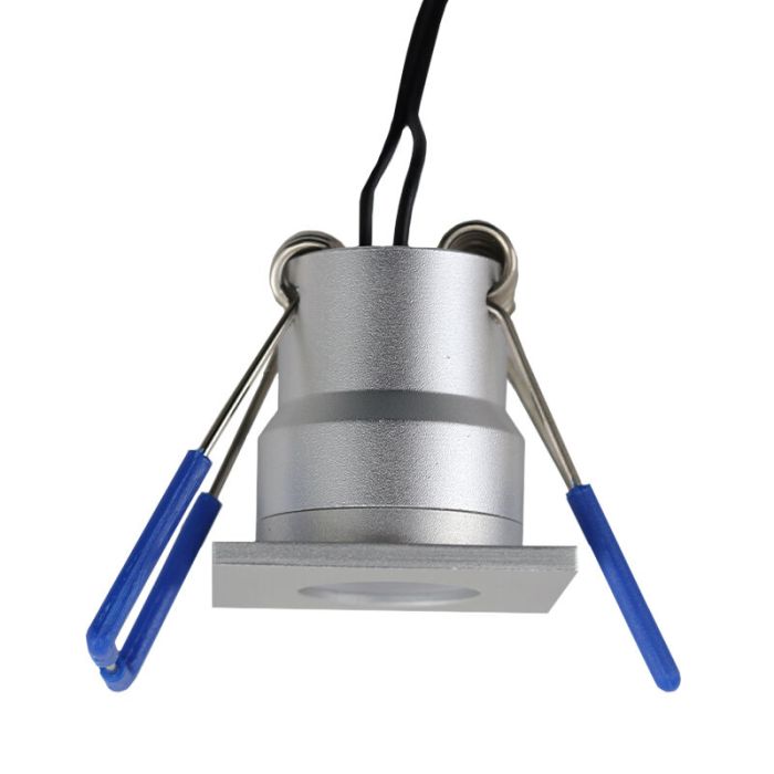 3 faretti da incasso cromati quadrati per veranda Dico, IP65, con set di connessione e telecomando
