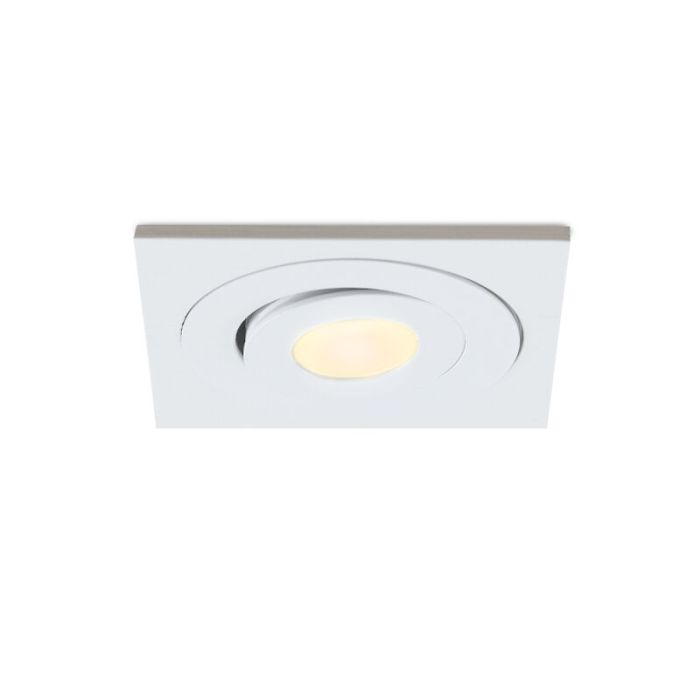 3 faretti da incasso orientabili per veranda Rona quadrato, IP44, con set di connessione e telecomando, bianco