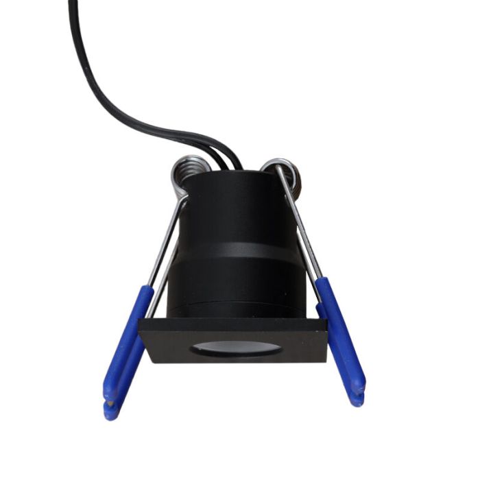 5 faretti da incasso neri quadrati per veranda Dico, IP65, con set di connessione e telecomando