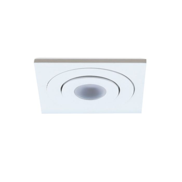 6 faretti da incasso orientabili per veranda Rona quadrato, IP44, con set di connessione e telecomando, bianco