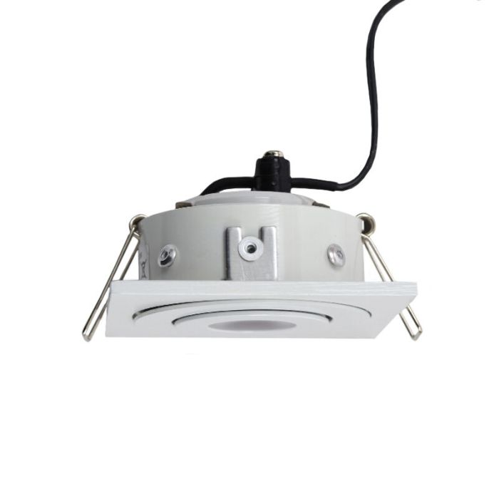 6 faretti da incasso orientabili per veranda Rona quadrato, IP44, con set di connessione e telecomando, bianco