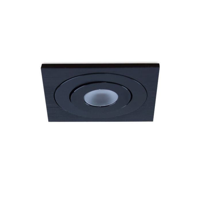 7 faretti da incasso orientabili per veranda Rona quadrato, IP44, con set di connessione e telecomando, nero