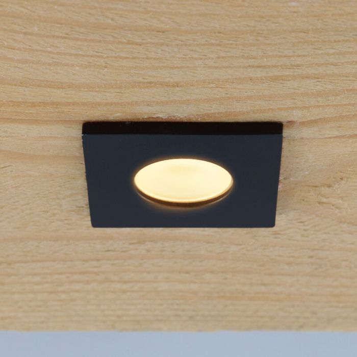 8 faretti da incasso neri quadrati per veranda Dico, IP65, con set di connessione e telecomando
