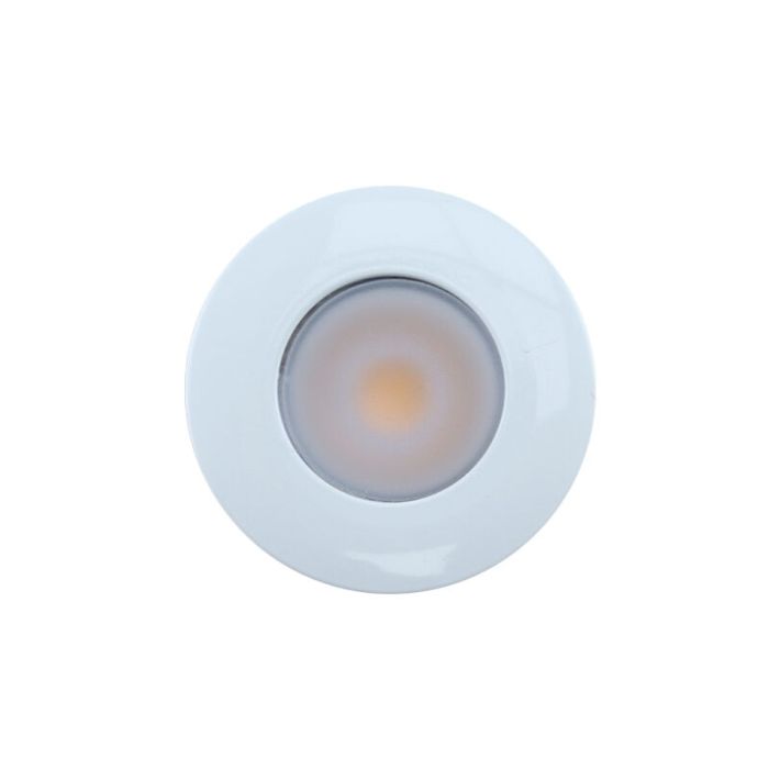 5 faretti da superficie bianchi tondi per veranda Vasso, IP44, con set di connessione e telecomando