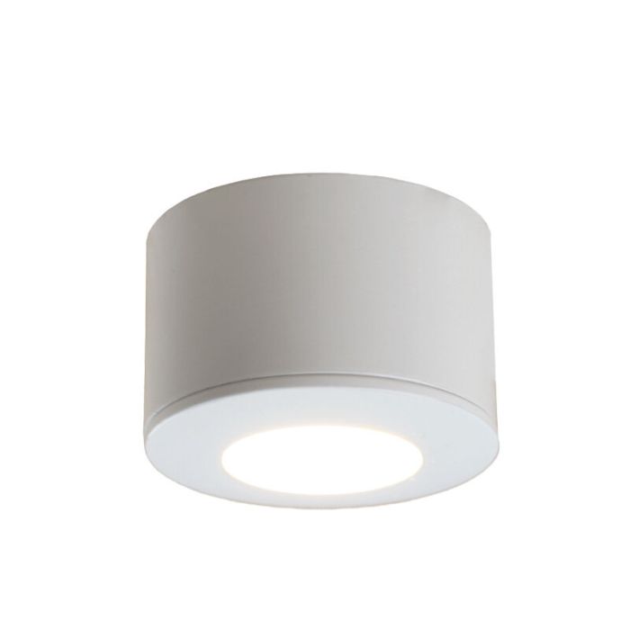6 faretti da superficie bianchi tondi per veranda Vasso, IP44, con set di connessione e telecomando