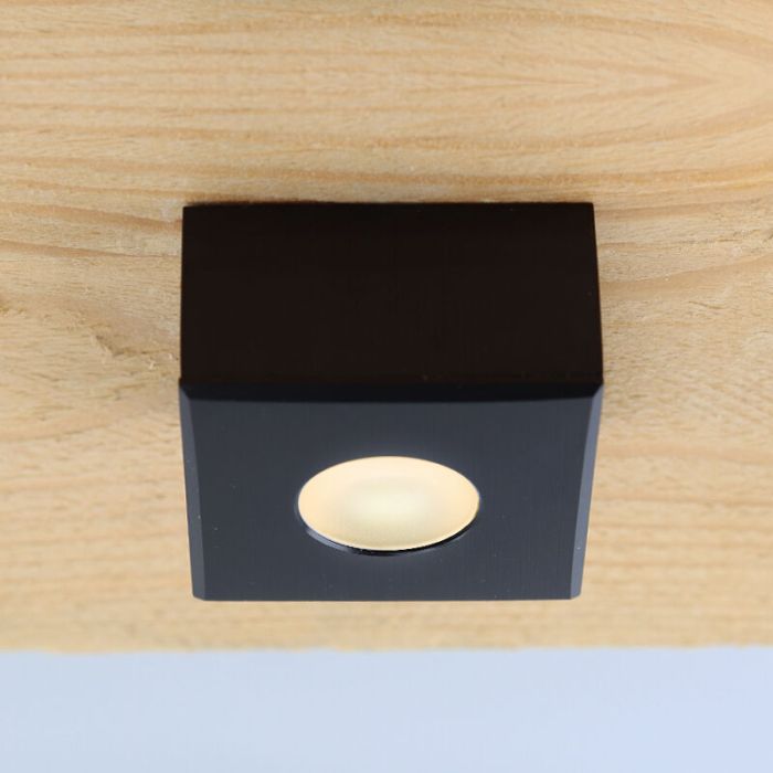 3 faretti da superficie neri quadrati per veranda Fredo, IP44, con set di connessione e telecomando