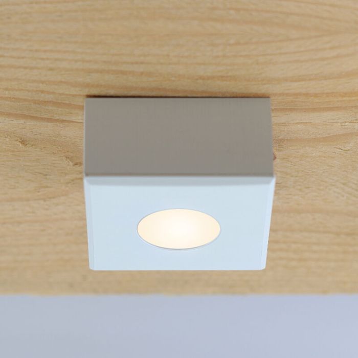 7 faretti da superficie bianchi quadrati per veranda Fredo, IP44, con set di connessione e telecomando