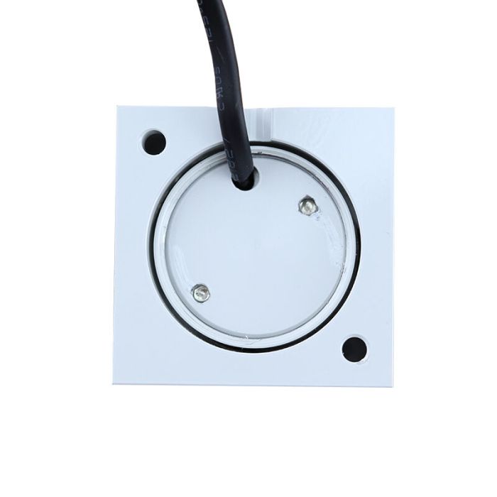 7 faretti da superficie bianchi quadrati per veranda Fredo, IP44, con set di connessione e telecomando