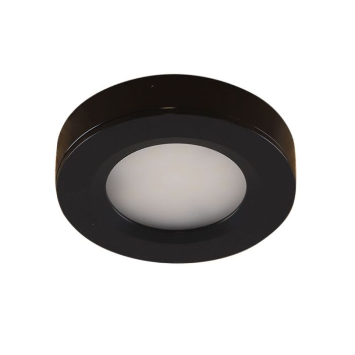 2 lampade rotonde per mobile da cucina, nero, con set di connessione e telecomando