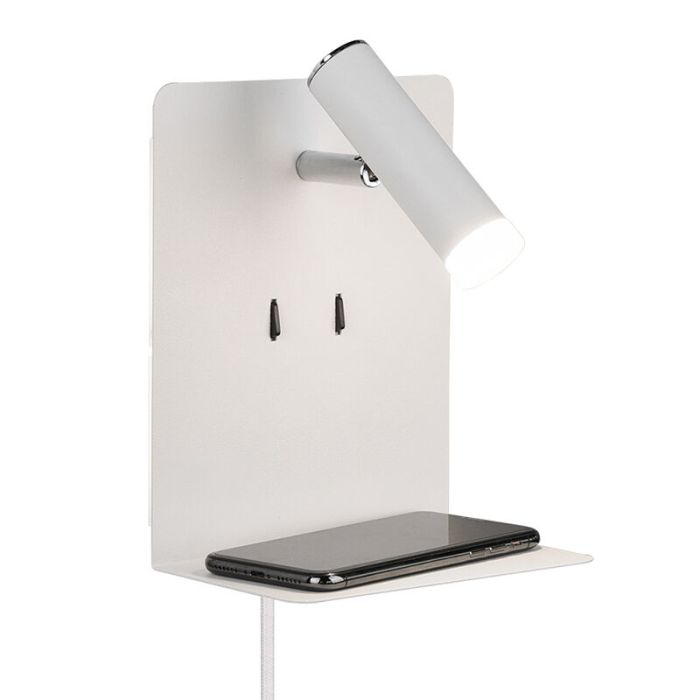 Applique da parete design bianca, Ricciolo, 3W, 3000K LED, con interruttore
