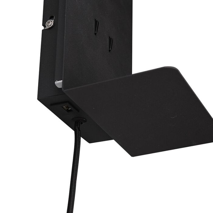 Applique da parete design nera, Ricciolo, 3W, 3000K LED, con interruttore