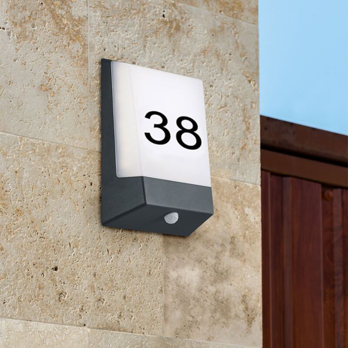 Applique da esterno con sensore crepuscolare moderna nera, Bernadette, 9W, 3000K LED, IP54