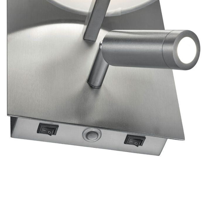 Applique da parete design in nichel, Soro, 40W, 3000K LED, con interruttore