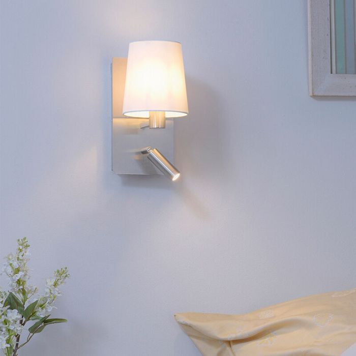 Applique da parete design in nichel, Soro, 40W, 3000K LED, con interruttore