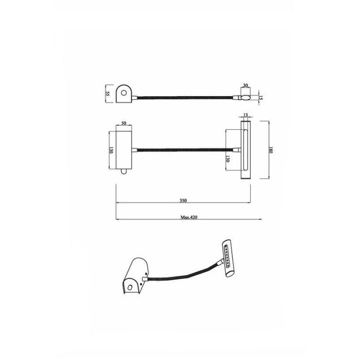 Lampada per quadri moderna in ottone, Eliza, 4W, 3000K LED
