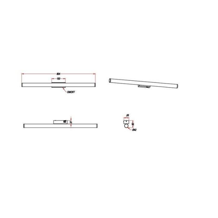 Lampada per specchio moderna cromata, Staby, 8,6W, 3000K LED, IP44, con interruttore