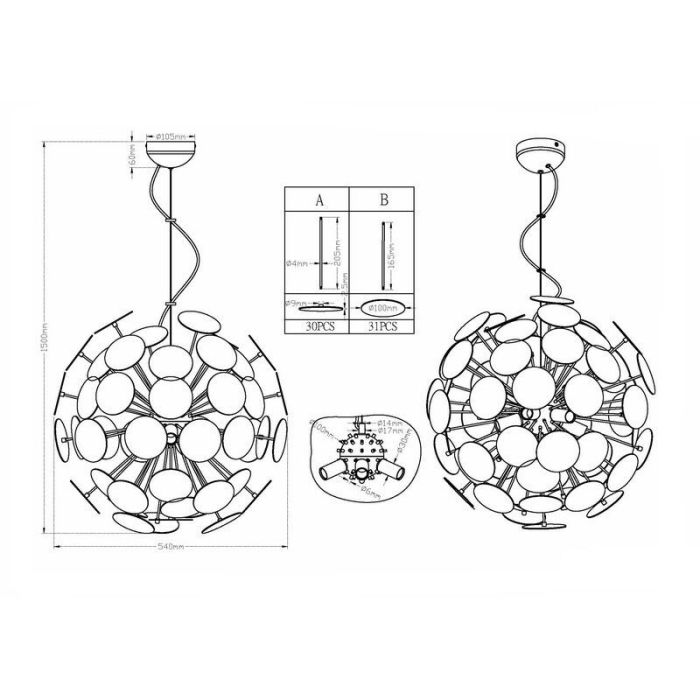 Lampada a sospensione moderna nera, Xinhe