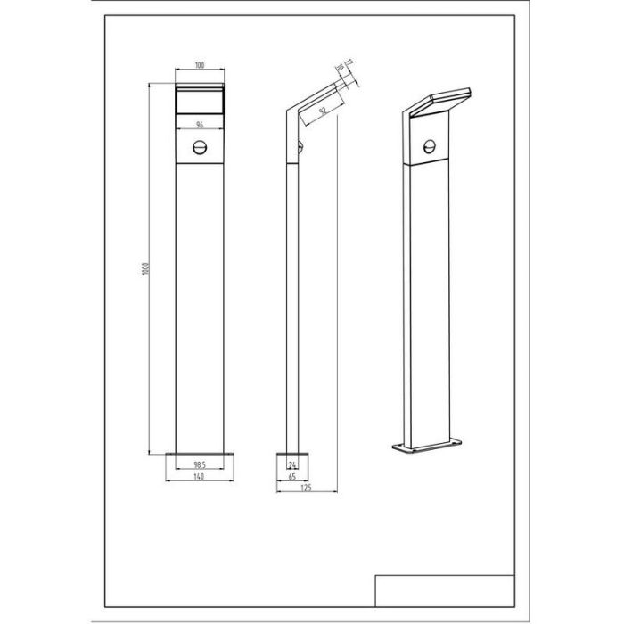 Lampione da giardino con sensore di movimento moderno antracite, Solana, 9W, 3000K LED, IP54