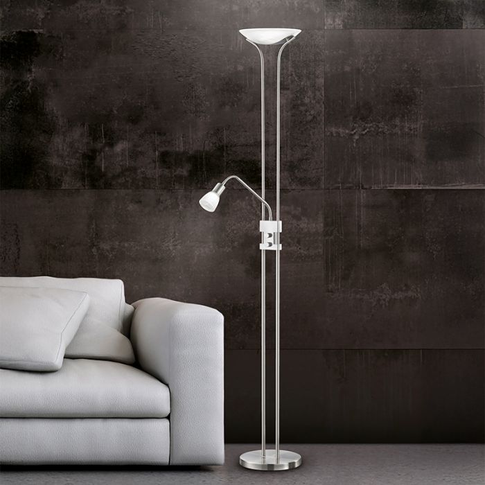 Lampada da terra classica in nichel, Selin, 4,5W, 3000K LED, con interruttore