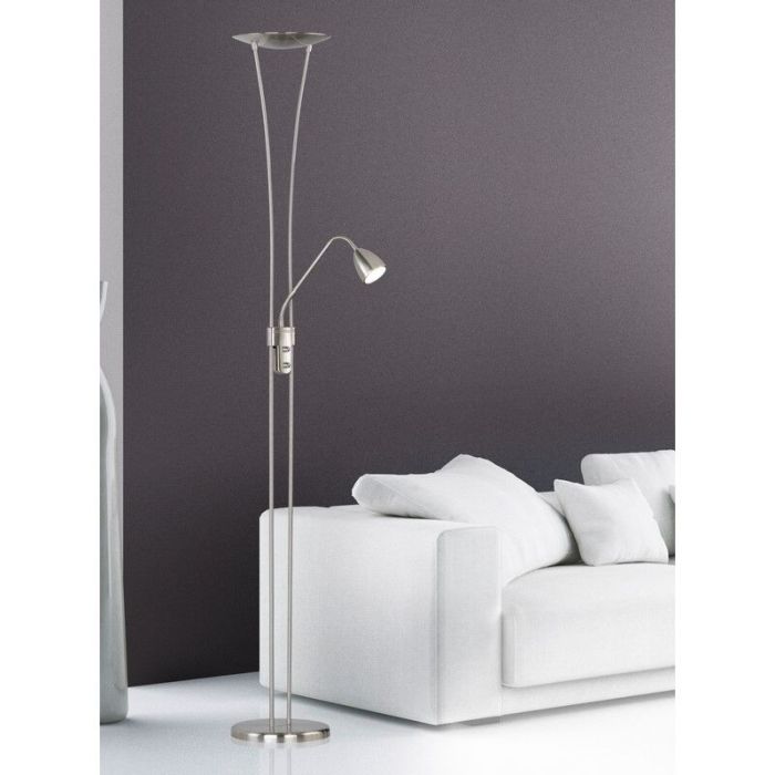 Lampada da terra classica in nichel, Stijn, 20W, 3000K LED, con interruttore