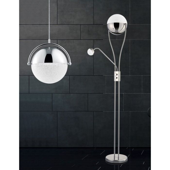 Lampada da terra retrò cromata, Xelly, 22W, 3000K LED, con interruttore